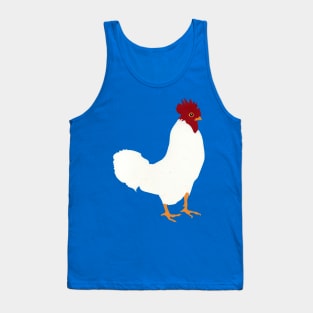 White Chicken with Red Comb Cut from Paper Tank Top